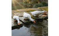 3 Pieces Decorative Goose Figurines White Goose Garden Statues Yard Ornament Realistic Orange Beak for Pond