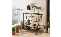 Rolling Garden Tool Organizer with Wheels Heavy Duty Garden Tool Organizer with Hooks All-Metal Stand Sturdy for Gardeners, Homeowners, Garage, Shed