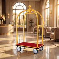 Hotel Luggage Trolley Stainless Steel Hotel Luggage Cart Smooth-Rolling Cart for Attendants, Lobbies
