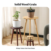Flower Pot Holder Sturdy & Stable Round Plant Stand Round Wooden Plant Stand Strong Load-Bearing Tripod Decorative Table