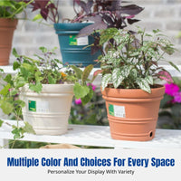 Resin Embossed Round Flower Pot, Indoor Planter, Balcony Garden Container, Multiple Colors, Italian Design