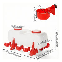 Ground-Standing Chicken Waterer with Cups Weight-operatedFed Automatic Poultry Drinker Large Poultry Waterer Easy-Install for Ducks, Geese, Farm