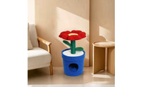 Flower Pot Pet House Enclosed Cat House with Scratching Post Cozy for Small Dogs