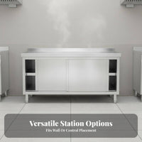 Easy to Clean Stainless Steel Work Table Rust-Proof Stainless Steel Work Table with Cabinet Oil-Resistant Commercial Food Prep Station Waterproof for Restaurant Owners, Home Cooks, Cafeteria, Bakery, Workshop, Garage