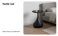 Space Saving Round Metal Side Table Long-Lasting Iron Construction Modern Metal Side Table Versatile Modern Minimalist Nightstand Stable Structure for Apartment Dwellers, Interior Decorators, Office Workers, Bedroom, Study, Balcony