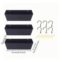 3 Pieces Wall Planter with Hooks Rectangular Wall-Attached Planter Easy to Install for Gardeners, Balcony, Fence