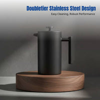 Portable Black Double-Layer 304 Stainless Steel Coffee Pot, French Press, Outdoor, Tea Brewer