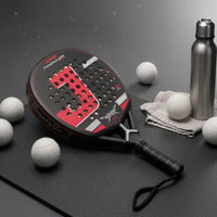 Wrist Strap Carbon Fiber Padel Racket Textured Face Perforated Padel Racket