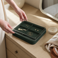 Velvet Jewelry Display Tray with Lid for Necklaces, Rings, Bracelets, and Earrings