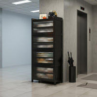 Slim Design Narrow Shoe Rack with Doors Reinforced Structure Locking Shoe Cabinet for Hallway, Corridor
