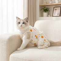 Neuter Suit for Cats, Short Sleeve Polyester Post Surgery Suit for Cats with Fasteners