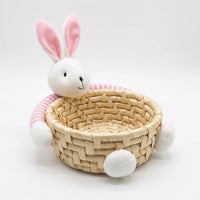 Easter Bunny Container Cute Design Woven Bunny Basket Versatile Woven Animal Container for Parents, Spring Celebrations, Table Centerpiece, Picnics