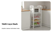 Kitchen Storage Cart with Wheels Space-Saving Design Rolling Kitchen Storage Rack Large Capacity Microwave Stand with Baskets for Balcony, Dining Room