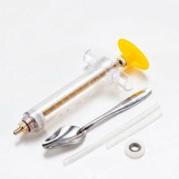 50ml Syringe with Metal Plunger, Clear Avian Feeding Tool for Parakeets, Includes Flexible Tubing and Spare Gasket, 3 Pieces