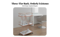 Cosmetics Studio Rolling Cart With Locking Wheels 3-Tier Rolling Cart Mobile Storage Organizer Versatile for Hair Stylists, Spa
