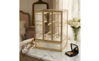 Gold-Toned Jewelry Organizer with Hanging Rods 3-Compartment Jewelry Organizer with Drawers Decorative Transparent for Dresser