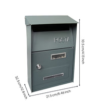 Wall-Mounted Mailbox Metal Mailbox with Lock and Key Postbox Upright Letterbox Rectangular for Homeowners, Outdoor, Villa
