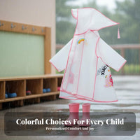Thickened EVA Material Kids Dinosaur Raincoat Safety Reflective Strip Hooded Kids' Raincoat Easy to Clean for Toddlers, Girls, Outdoor