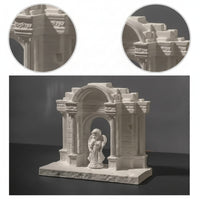 Stone-Like Aquarium Ornament with Angel Decorative Miniature Roman Temple Safe Pavilion Model Ancient for Desk, Bookshelf