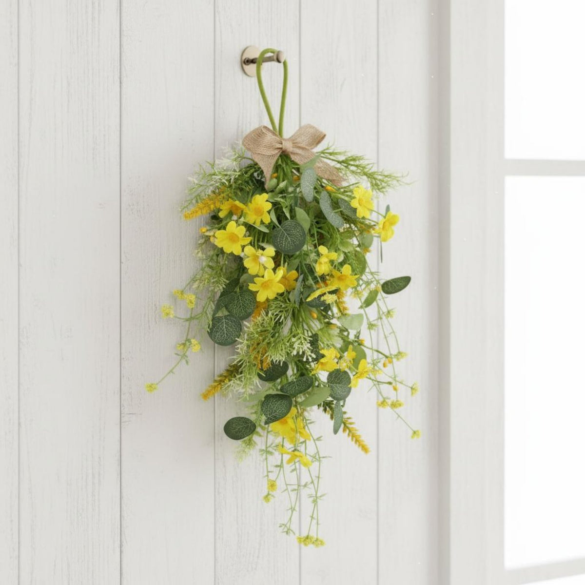 Romantic Eucalyptus Teardrop Wreath Farmhouse Design Teardrop Floral Swag Rustic Charm for Wedding, Festival