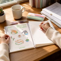 Dreamy Cat B5 Loose-Leaf Notebook Set, Frosted Cover, Detachable Ring Binder for Students