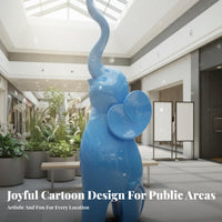 Eye-Catching Cartoon Elephant Sculpture Vibrant Design Abstract Elephant Statue Automotive Grade Paint Outdoor Decoration Weather Resistant for Landscape Architects, Property Managers, Kindergartens, Shopping Malls, Gardens, Garden