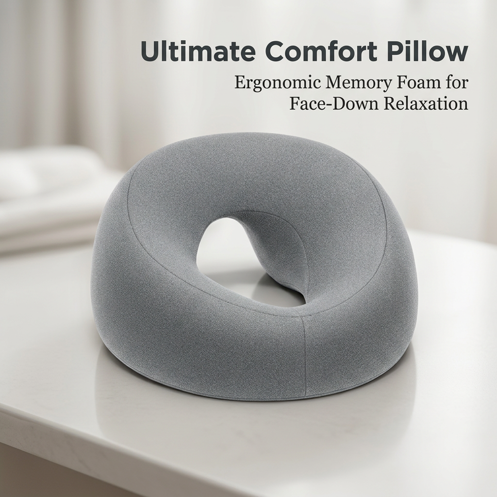 Memory Foam Face Down Pillow, Massage Headrest Bed with Hole, Breathable Face Cushion for Massage Table, Ergonomic Face Cradle Cushion