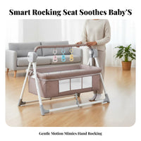 Distant-Operated Controlled Electric Rocking Bassinet Built-in Music Ambient Sound Automatic Rocking Bassinet 5-Speed Control Baby Cradle Foldable Design for Newborns, Infants, New Parents, Bedside, Naptime, Bedroom, Living Room