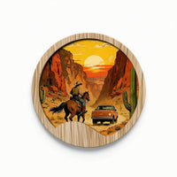 Round Wooden Wall Art Self-Adhesive Wooden Plaque Layered Wood Plaque Flat for Living Room, Bedroom, Entryway