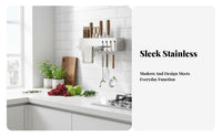 No-Drill Installation Wall-Mounted Utensil Rack Space-Saving Wall-Mounted Cutlery Organizer Multi-Functional Kitchen Organizer Easy to Clean for People with Small Kitchens, Home Cooks, Families, Pantry