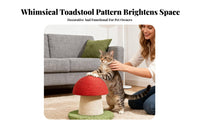Scratch-Resistant Red Toadstool Cat Tree Sturdy and Stable Toadstool Cat Scratching Post With Dangling Toy Pet Furniture Space-Saving for Kittens, Small Cats, Living Room, Bedroom