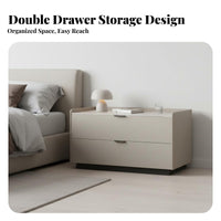 Modern and design 2-Drawer End Table with unobstructed Shelf Minimalist Design Nightstand Ample Storage Bedside Cabinet Sturdy Construction for homeowners, Renters, Students, Guest Room, Apartment, Office