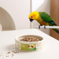 Parrot Feeder and Ceramic Bird Food Dish, Freestanding Parrot Food Container for Bird Feeding, Hanging Ceramic Pet Bird Supplies Accessories