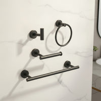 4 Pieces Stainless Steel Bathroom Hardware Set Concealed Mount Towel Bar Set with Loop Modern Towel Bar Rustproof for Guest Bath, Washroom