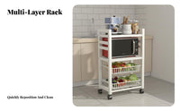 Kitchen Storage Cart with Wheels Space-Saving Design Rolling Kitchen Storage Rack Large Capacity Microwave Stand with Baskets for Balcony, Dining Room
