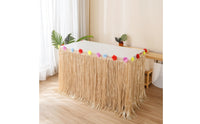 Hawaiian Table Skirt with Flowers Luau-Style Fringe Table Skirt Eye-Catching Decorations Lightweight for Beach Parties, Cake Tables