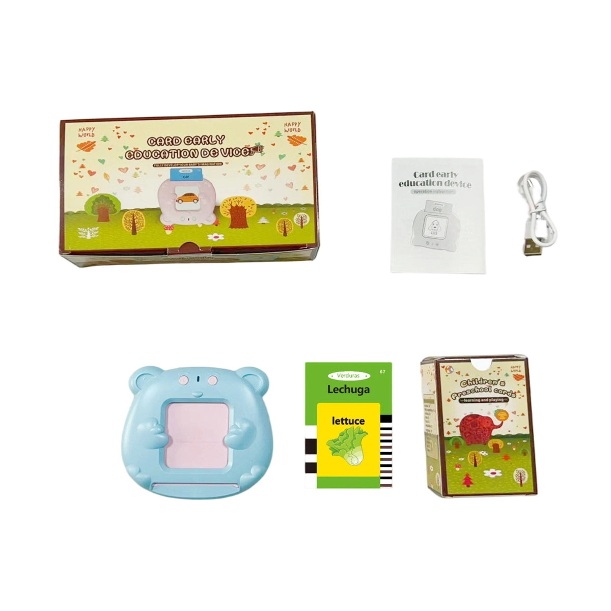 Interactive Flashcard Reader with Cards Portable Language Learning Toy Audio Bilingual Learning Toy Child-Centered for Travel