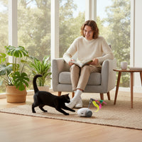 Self-Moving Interactive Cat Toy Obstacle-Avoidance Cat Toy with Wand Automatic Electric for Cats, Kittens, Apartment