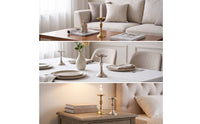Metal Candlestick Holder Slender Candlestick Holder with Round Tray Candle Stand Decorative Elegant for Dining Table, Mantel