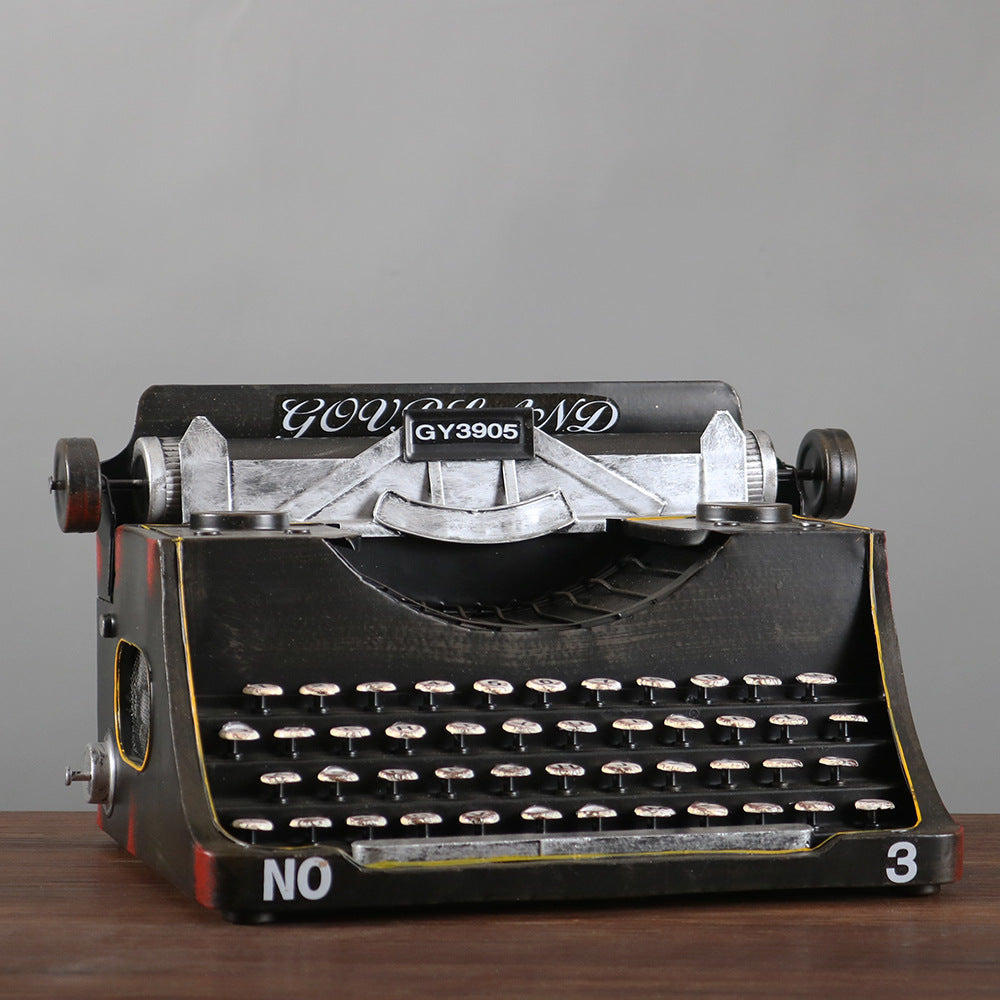 Vintage Style Typewriter Model Iron Decor for Bookstore Photography