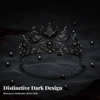 Celestial Moon Astral Tiara Sparkling Rhinestones Celestial Wedding Crown Black Curved Moon Crown Vintage Inspired for Weddings