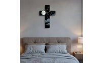 Non-Ticking Cross Shaped Wall Clock Modern Design Cross-Shaped Wall Clock Artistic Design Easy to Read for Christians, Living Room, Bedroom, Church