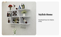 Modern Aesthetic Floating Bar with Glass Hanger Space-Saving Design Wine Cabinet Sturdy Construction Bottle Display Heavy-Duty for Homeowners, Entertainers, Adults, Dining Room, Restaurant, Kitchen, Man Cave