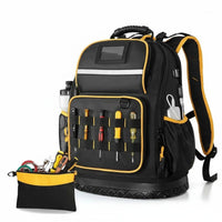 Multiple Pockets Heavy Duty Tool Backpack Laptop Compartment Tool Organizer Backpack USB Charging Port Breathable Padded Back for Mechanics