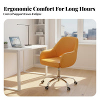 Modern Design Upholstered Rolling Chair Ergonomic Design Upholstered Swivel Armchair Easy Assembly Office Furniture Wear-Resistant for Students, Women, Girls, Study Room, Bedroom