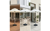 Patio Umbrella with Base Aluminum-Pole Outdoor Umbrella with Base Large Shade Area Double Top for Homeowners, Cafe Owners, Garden, Backyard, Balcony