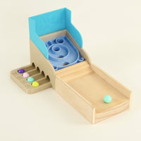 Wooden Marble Toy with Sloped Ramp Tabletop Arcade Toy Educational Marble Run Set for Kids