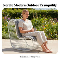 Nordic Design Wicker Lounge Chair Woven Frame Patio Seating Group Weather-Resistant Outdoor Furniture Modern design for Hotel Managers, residents, partners, Garden, Balcony, Courtyard, posterioryard