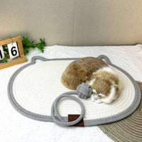 Scratch Resistant Braided Rope Cat Bed with Toy Long-Lasting Cat Bed with Toy Ball Cooling 2-in-1 Design for Cats, Kittens, Small Dogs, Summer, Hot Weather