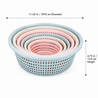 Round Colander Bowl, Synthetic Rice Strainer for Washing Fruits Vegetables, Hollow Design Pasta Strainer, Food-Grade Kitchen Tool